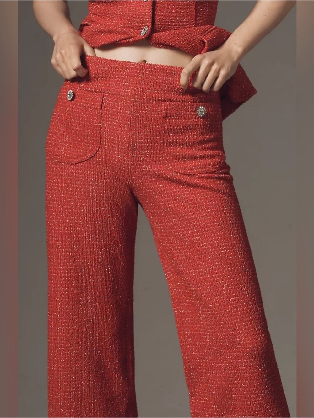 NWT Size 30 -The Colette Crop Tweed Ruffle-Hem Trousers by Maeve (US$ 158) - Picture 4 of 16